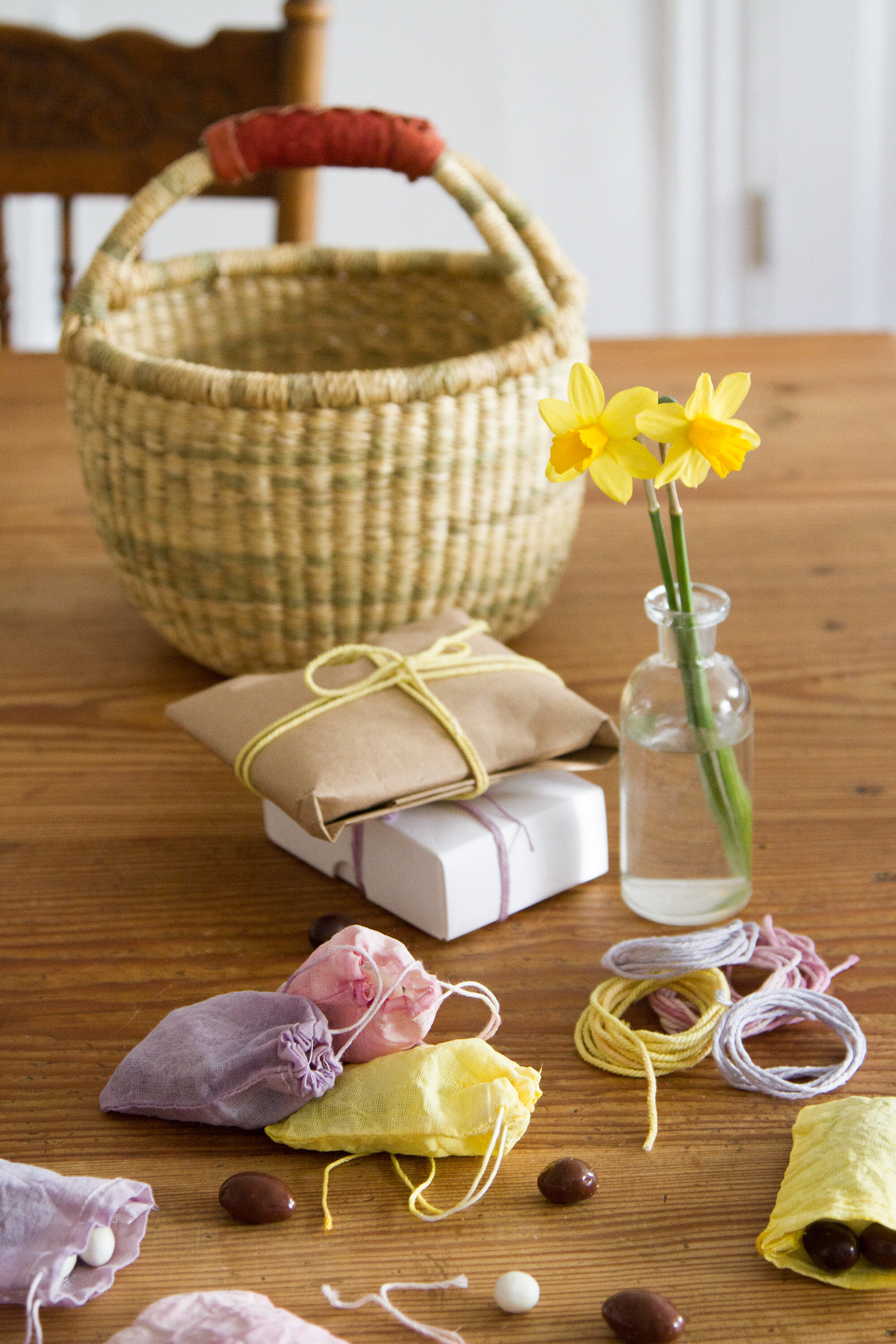 pastel-colored gift wrap with natural dye | reading my tea leaves
