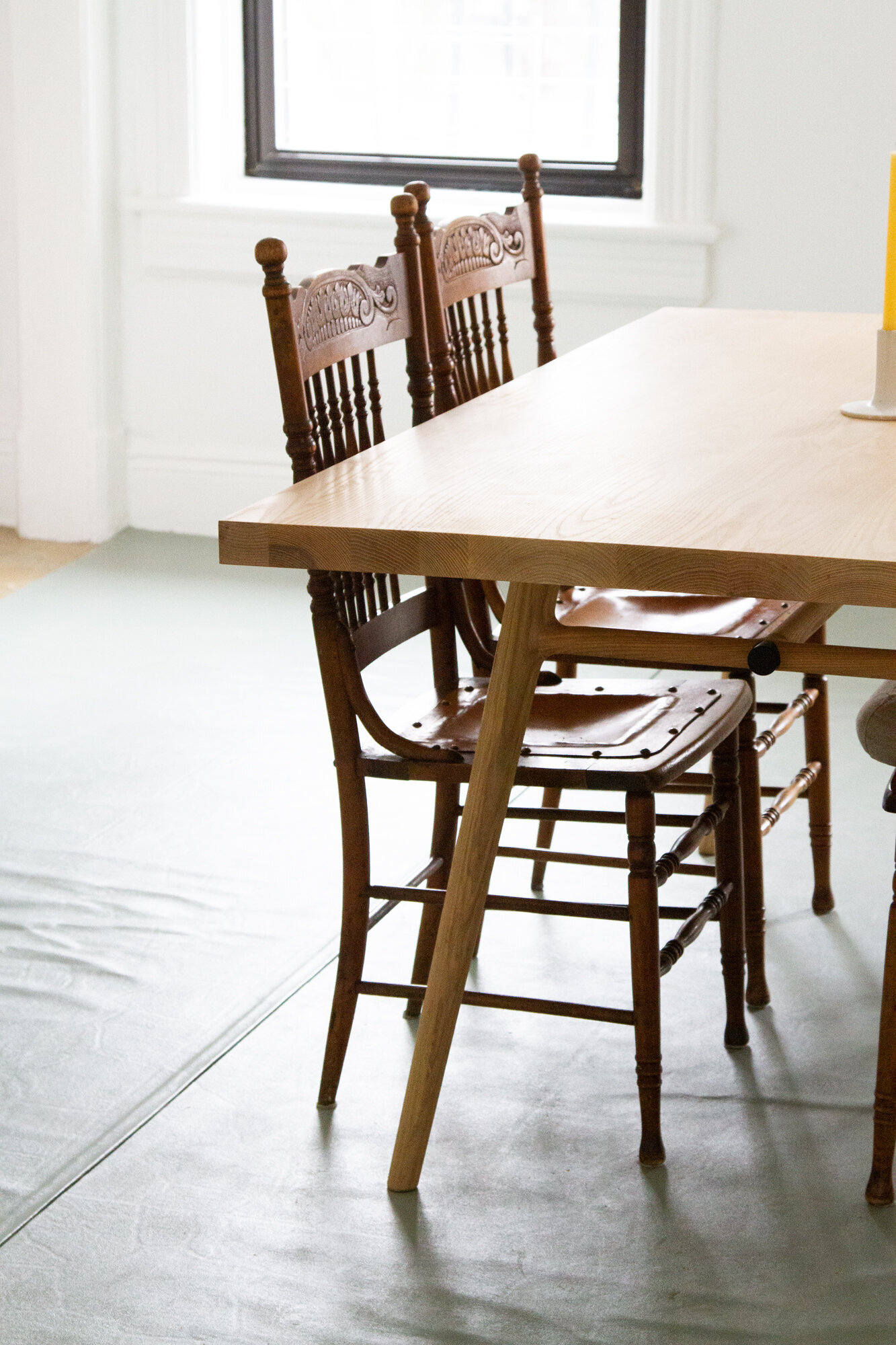 This image has an empty alt attribute; its file name is painted_canvas_floor_cloth_reading_my_tea_leaves_IMG_1324.jpg